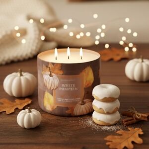 Bath & Body Works White Pumpkin Candle - Cream and Brown